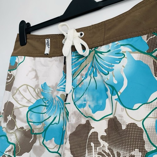 O'Neill Floral Boardshorts Herren 32 weiß braun blau gefüttert bestickt Surf Strand - Bild 4 von 9