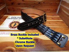 Sz 32" 4L Black B103 DON HUME 2.25" Police Duty Belt BRASS Buckle D-Ring Option