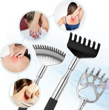3 Pack Different Back Scratcher Metal Portable Telescoping with Rubber Handles,