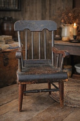 18th C American Windsor Comb Back Child Armchair Original Paint Primitive AAFA