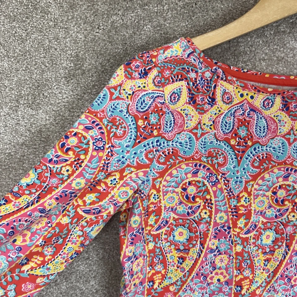 Camisa Talbots Mujer Pequeña Pequeña Naranja Floral Cachemira Manga 3/4 Elastizada-3074* Foto 4 de 4