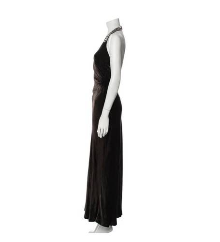 NWT Ralph Lauren Black Label Brown Velvet Gown Halter Dress Size 10 - Picture 4 of 15
