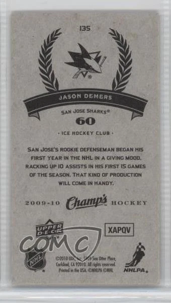 2009-10 Upper Deck Champ's Rookie Jason Demers #135 Rookie RC - Image 2 of 2