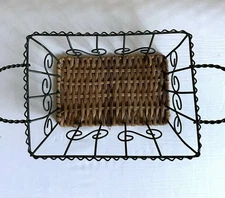 Metal Wicker Storage Basket / Organizer Dark Green ( Rectangular)