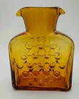Blenko 384 Jonquil Amber Hobnail Bubble Glass Double Spout Water Pitcher