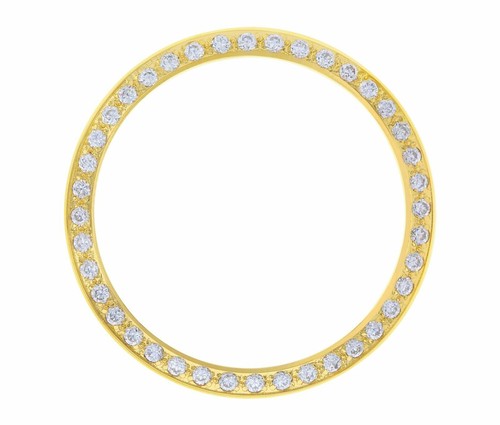 GOLD CREATED DIAMOND BEZEL FOR 34MM ROLEX DATE 15000 15010 1500,1501, 115234 - Picture 1 of 2