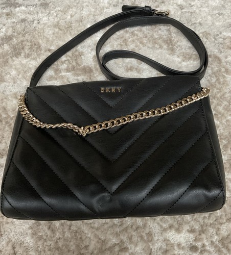 DKNY Black Leather Quilted Crossbody Handbag Purse NEW - Picture 7 of 15