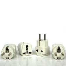 Schuko Universal to Europe Adapter Plug - 4 Pack - Grounded Type E/F - 4
