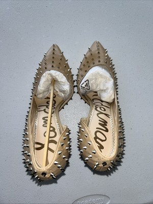 Sam Edelman Hadlee Nude Leather Silver Studs pumps Size 9