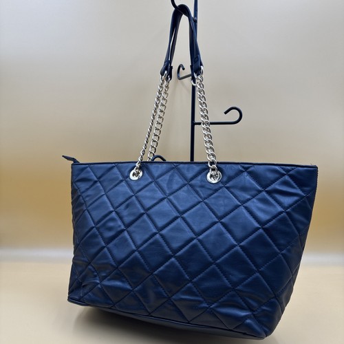 Aldo Black Quilted Gold Chain Double Handled Tote Shoulder Bag New Small Flaws - Picture 4 of 10