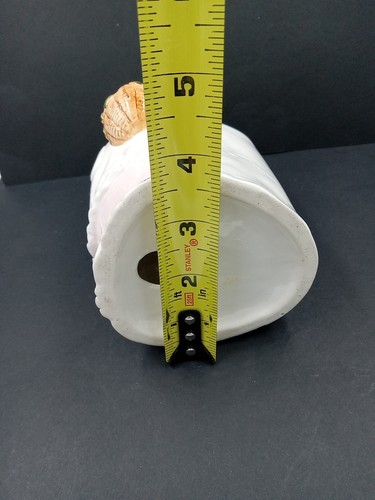 Vintage Anamorphic Kitty cat planter W/ bonnet + apron 7.5" Make a brush holder - Picture 17 of 17