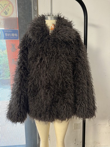 Abrigo de piel sintética con cuello de solapa de piel mongola estilo americano para mujer moda de invierno talla - Imagen 7 de 29