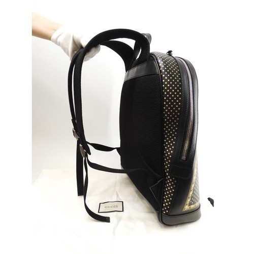 Large Black Leather Gucci Men's Backpack with Logo and Storage Bag - Picture 1 of 13