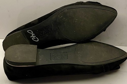 JONES NEW YORK SHOES POINT FLATS BLACK LEATHER SUEDE POINTED TOE SILVER BUCKLE 8 - Picture 7 of 7