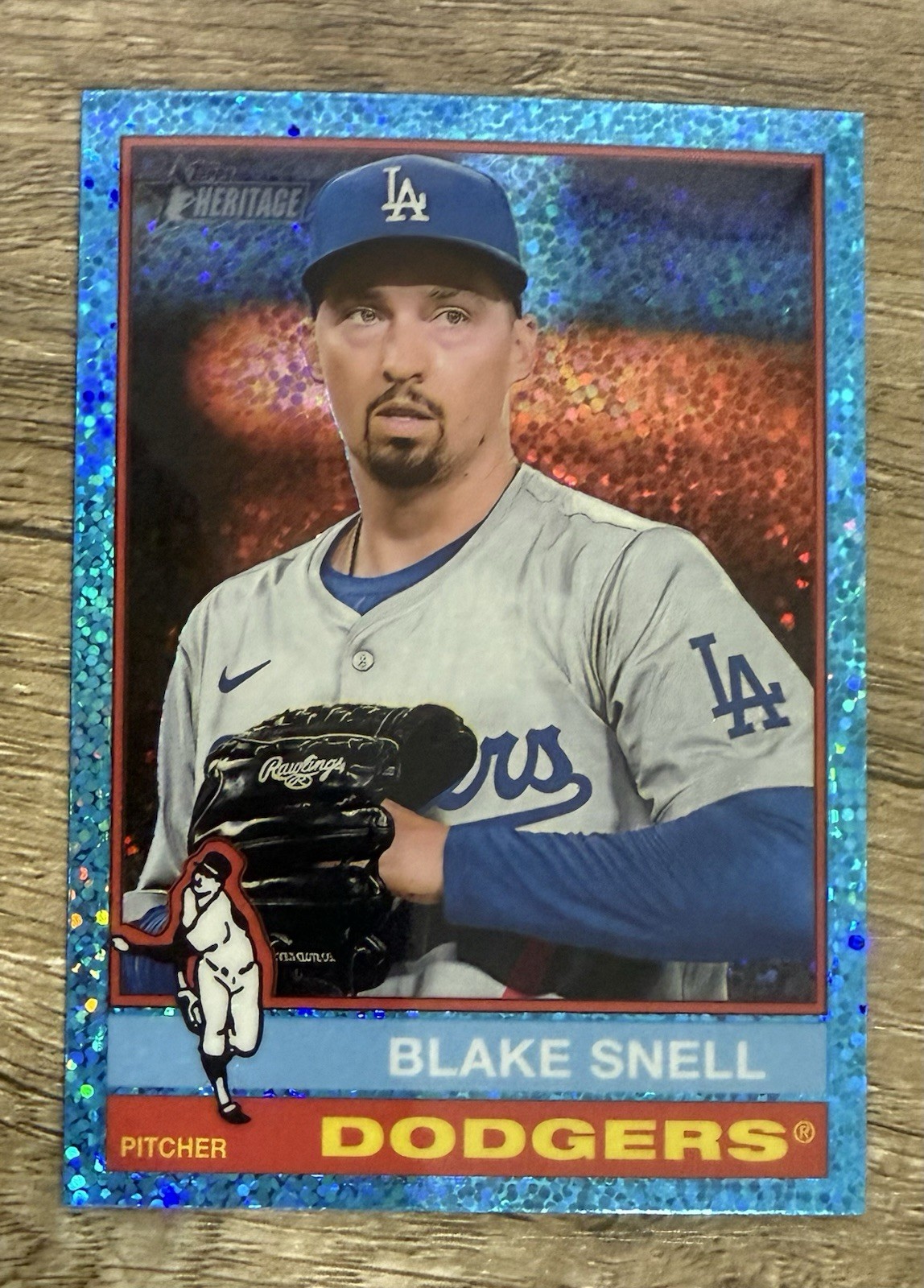 2025 Topps Heritage Chrome Light Blue Sparkle Blake Snell #59 LA Dodgers