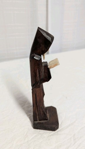 Vintage Holz handgeschnitzt Mönch Priester Statue 6" Volkskunst religiös spirituell - Bild 4 von 7