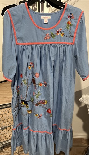 Go Sofly Patio Jeans Kurzarm Nachthemd Lounge Wear 100% Baumwolle Knöpfe Gr. Lg
