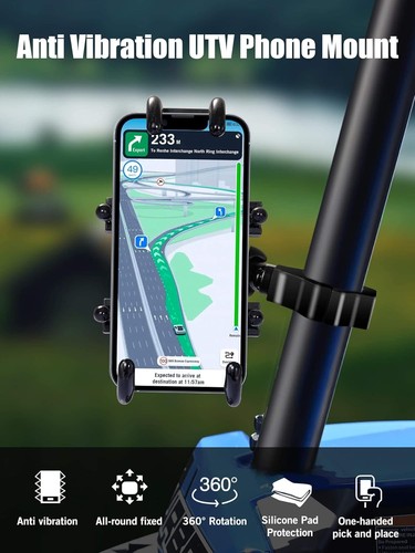 Support Téléphone Anti-Vibration pour UTVSXS Équitation Tout-Terrain, Fonctionnement Une Main Alumi - Photo 2 sur 8