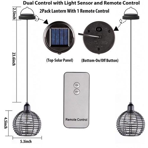 Hanging Solar Lantern Lights Waterproof, Outdoor Chandelier with G50 Warm Whi... - Picture 5 of 7