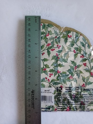 IDR Stechpalme Girlande Creme 12 Rund 3 Ply Dinner Party Servietten Decoupage - Bild 6 von 7