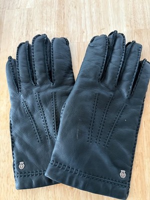 Roeckl Leder Handschuhe Herren 9,5 handgenäht mit Kaschmir/Woll Futter dkl. grün