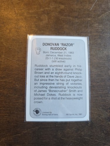 1991 AW Sports Premier Boxing #131 Donovan "Razor" Ruddock - Bild 2 von 2
