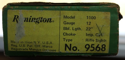 Remington 1100 12 Stärke 22" Schrotflinte Schnecke Lauf Adj Visier mit Box KOSTENLOSER VERSAND! - Bild 9 von 17