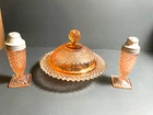 pink miss america depression glass butter dish & 2 shakers see photos