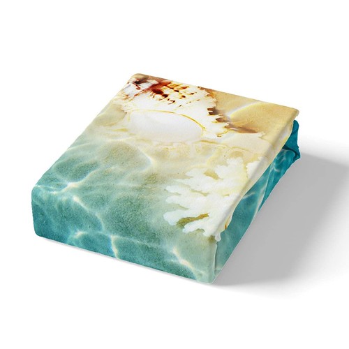 Ocean Bed Sheets Set Queen Beach Fitted Sheets Coastal Nature Theme Pattern T... - Picture 2 of 5