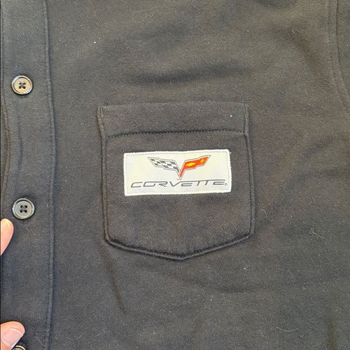 GM Corvette Hooded Jacket Men's L Black Official Licensed Sweatshirt Button Up - Picture 5 of 10
