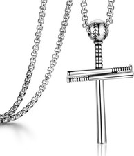 Rehoboth Baseball Bat Cross Pendant Necklace for Men Women with 22+2