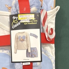 Art Class Girls Pajama Set 3 Piece Deer Blue Cream L Winter