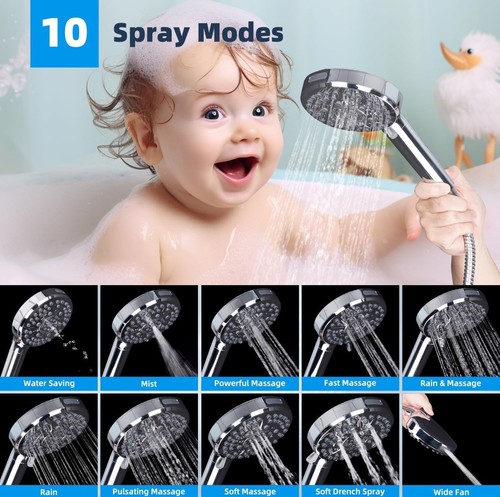 Hibbent All Metal High Pressure Dual Filtered Rainfall Shower Head w/ Handheld - Picture 3 of 16
