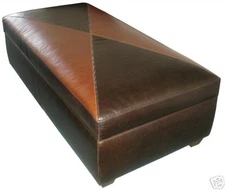 Contemporary Genuine Leather Storage Bench, Coffee table.