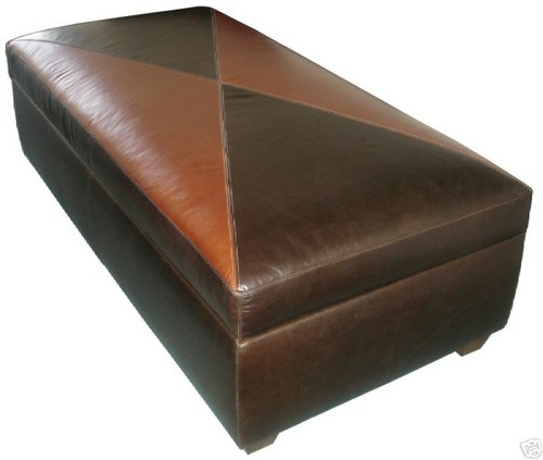 Contemporary Genuine Leather Storage Bench Coffee Table Contemporary Genuine Leather Storage, Leather Ottoman Bench Coffee Table