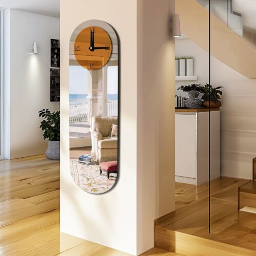 WISFOR Reloj de Pared Oblongo con Espejo Plateado Reloj Decorativo Moderno Números Romanos - Imagen 2 de 11