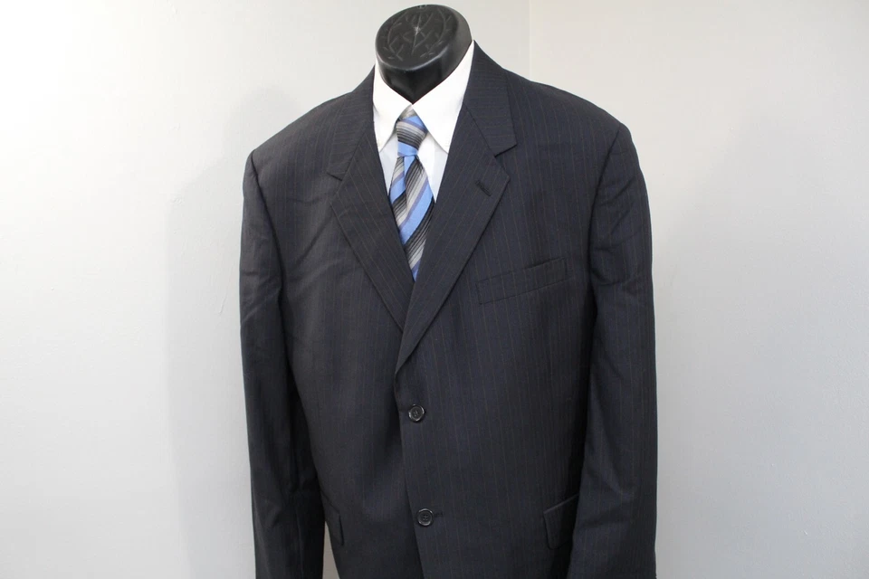 Костюм Kenneth Cole из 2 предметов черный в тонкую полоску мужской размер 44 R брюки 37 x 29 - Изображение 3 из 4