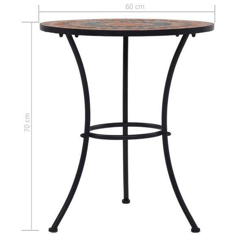 Mosaic Bistro Table Orange/Grey 60cm Ceramic - Picture 8 of 8