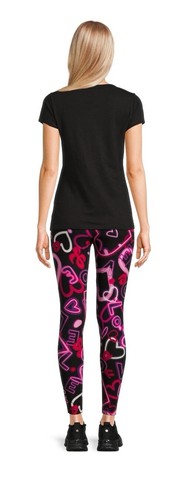 Womens (Jrs) Colorful Black & Pink Heart Valentines Day Leggings Pants NWT - Picture 4 of 5