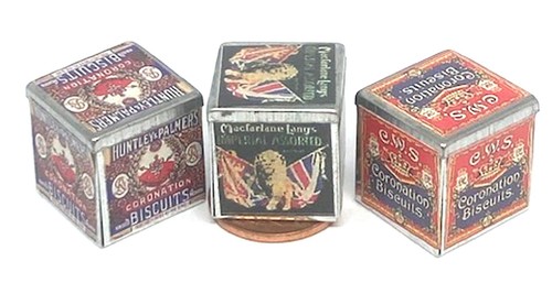 Casa delle Bambole Biscotti Tin Set di 3 Quadrati Vittoriani Scala 1:12 Miniatura Tumdee - Foto 2 di 5