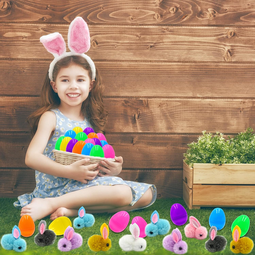 24 Pack Easter Eggs Fillers with Plush Bunny, Colorful Mini Bunny Bunnies Toys F - Picture 8 of 12