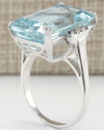 Gioielli di fidanzamento principessa moda 16,42 ct pietra preziosa acquamarina naturale 925 - Foto 4 di 24