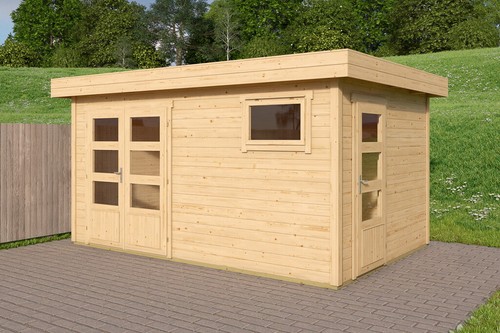 Gartenhaus Holz 28mm SAMUEL 420x280cm + 200cm Schleppdach 2 Raum ohne Boden - Bild 5 von 8