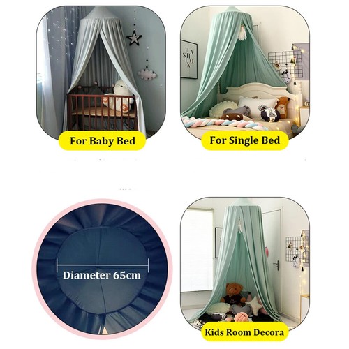 Bett Moskitonetz Betthimmel für Jungen & Mädchen Zimmer Bett Kinderbett hängend rund Spielzelt - Bild 14 von 34