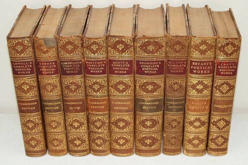 Rare!! Vtg 1890's 9- CAMBRIDGE EDITIONS "The Complete Poetical Works" BOOKS LOT