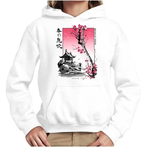 Tokyo Japan Breath of Spring Cherry Blossoms Youth Hooded Sweatshirt Boy or Girl - Picture 7 of 7