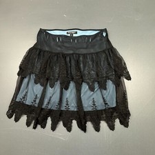 Betsey Johnson Skirt Women s M Vintage Black Lace Tiered Mesh Boho Gothic Y2k