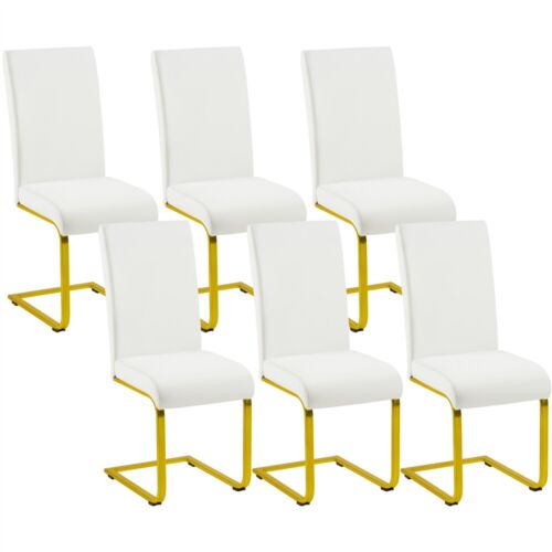Dining Chairs 2/4/6pcs Modern Leather High Back Sturdy Chrome Legs Office/Cafe - Picture 29 of 31