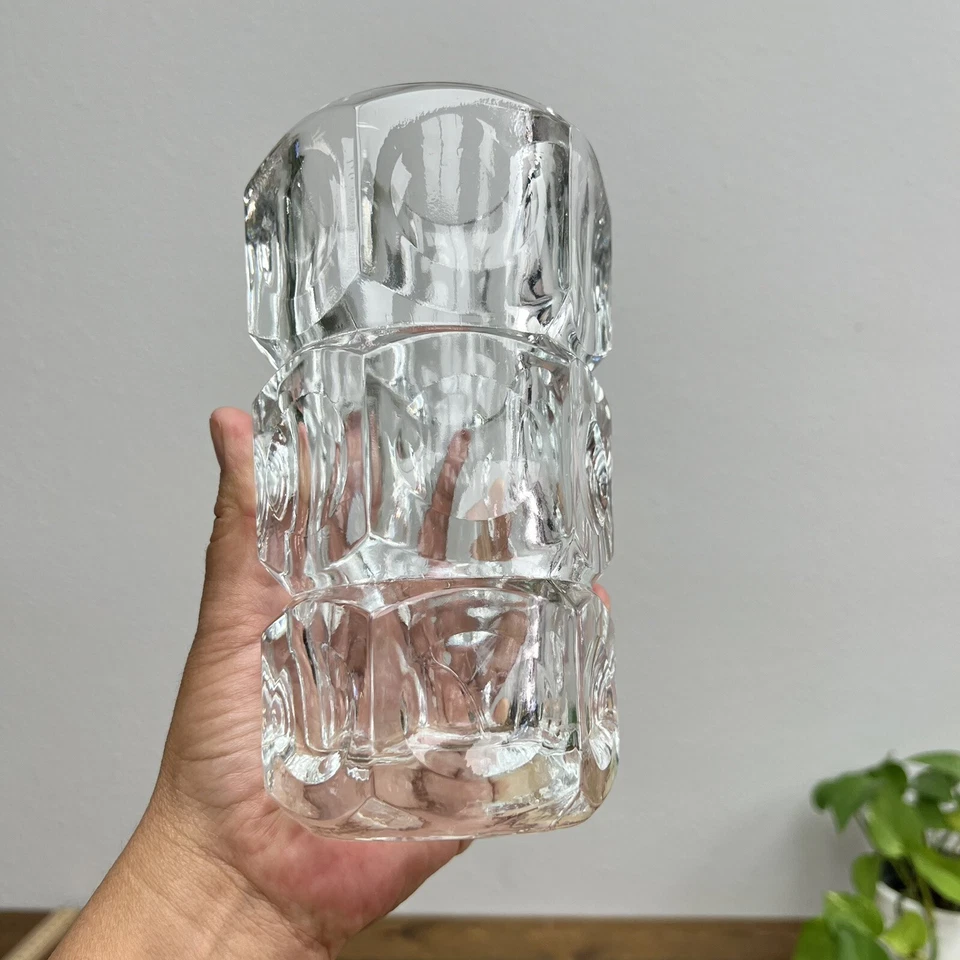 Vintage MCM Elements Crystal Art Glass Vase Czech Republic Cubist Style - Image 3 of 4