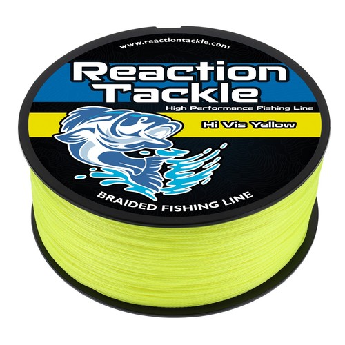 Reaction Tackle Braided Fishing Line / Braid - Hi Vis Yellow 4 and 8 Strands - Picture 12 of 34